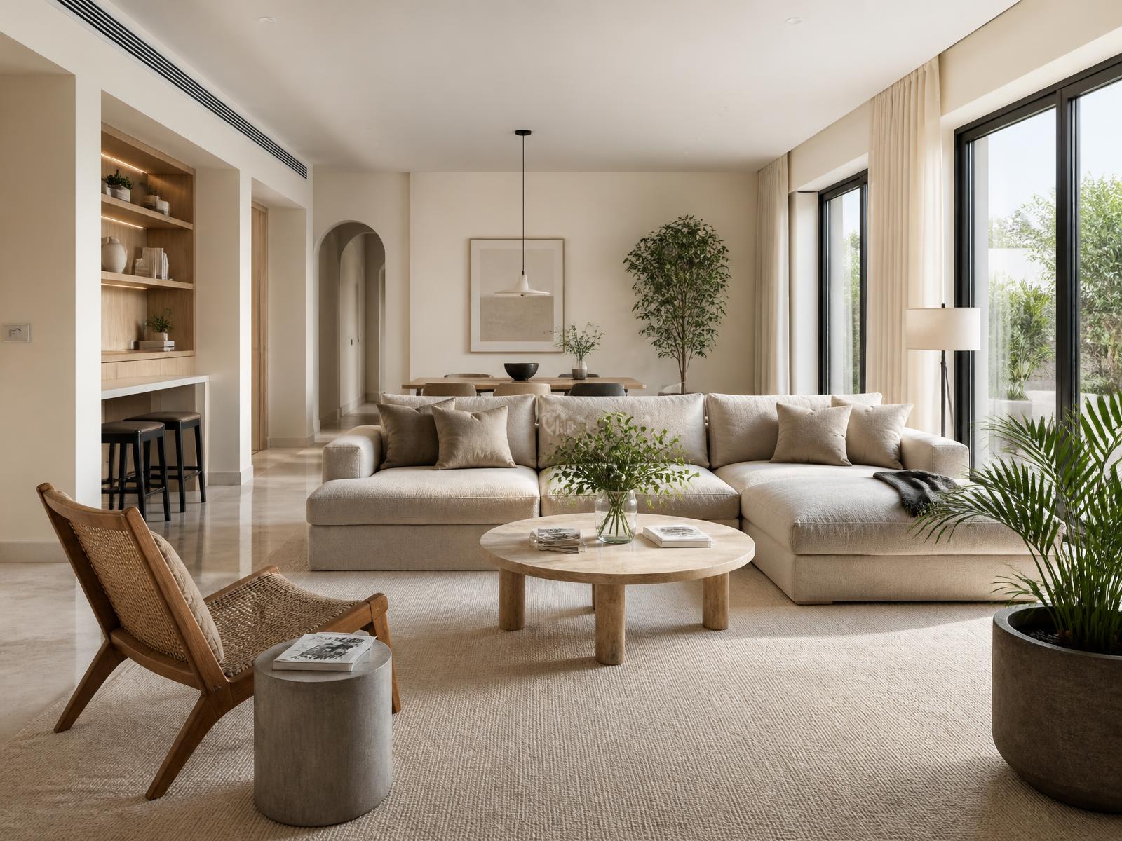Bright, immaculately clean modern living room
